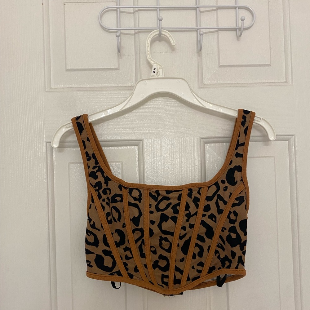 Leopard Print Corset Top - Size Small